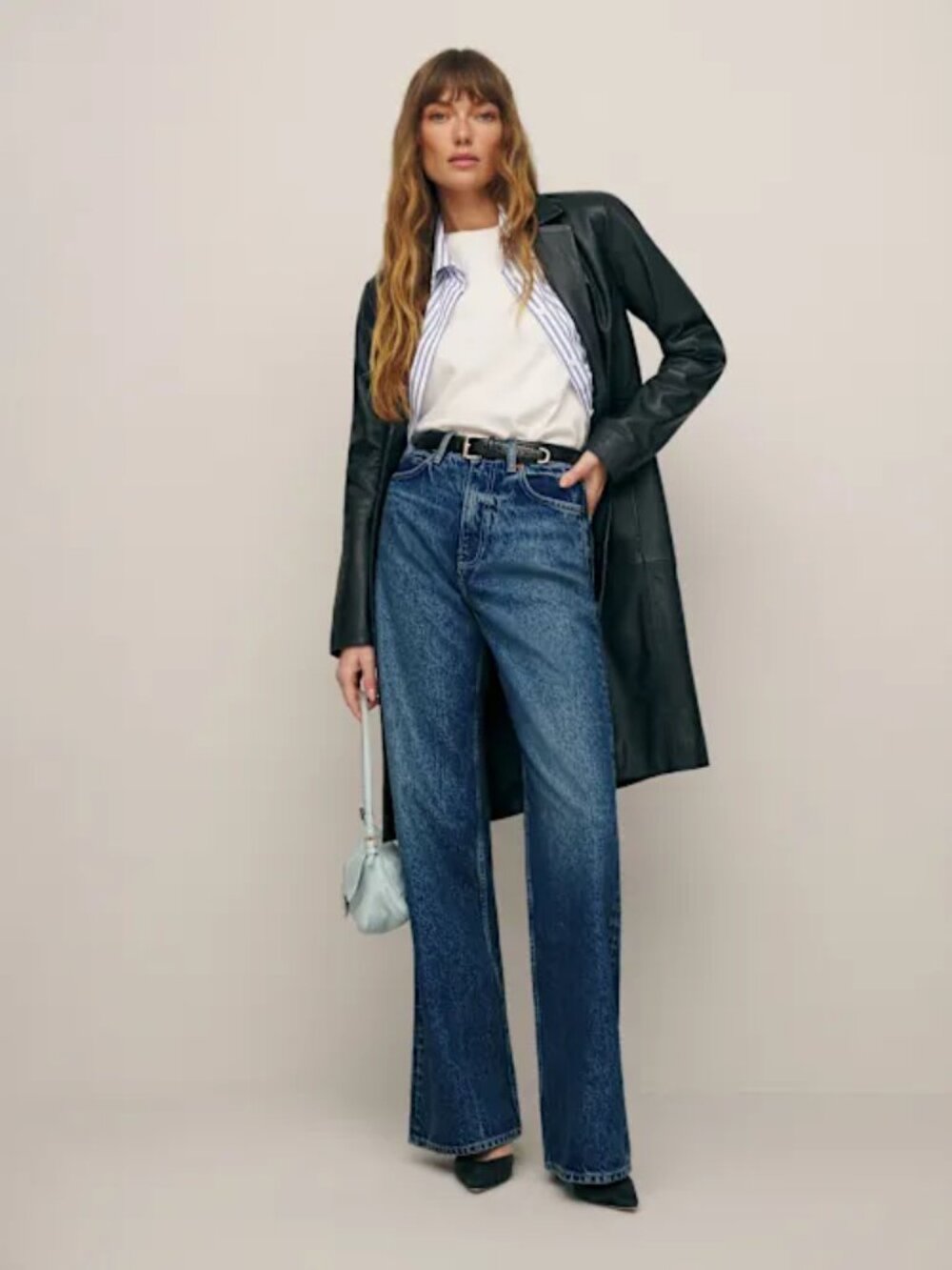 Reformation Cary High Rise Slouchy Wide Leg Jeans Blue - Size 26